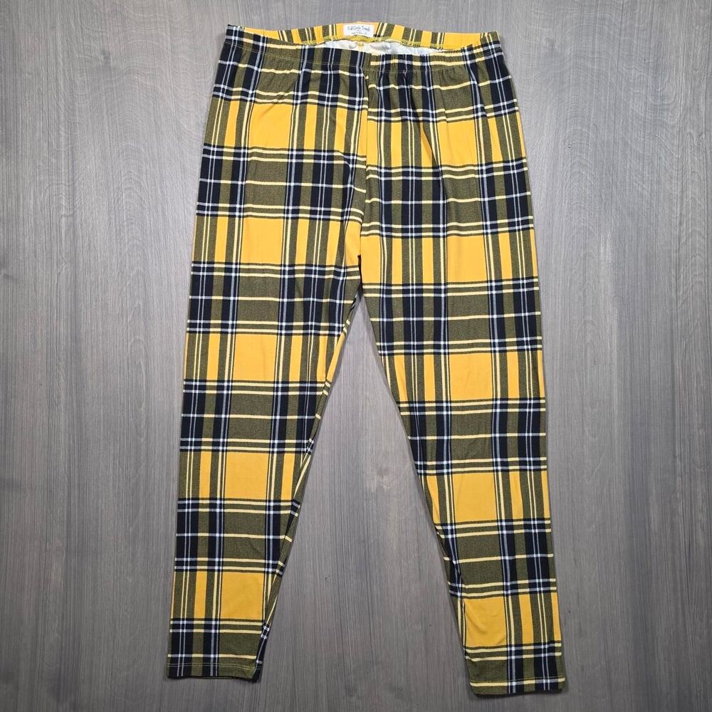 Full Circle Trends, Women's Yellow and Black Plaid Leggings, Size 2X